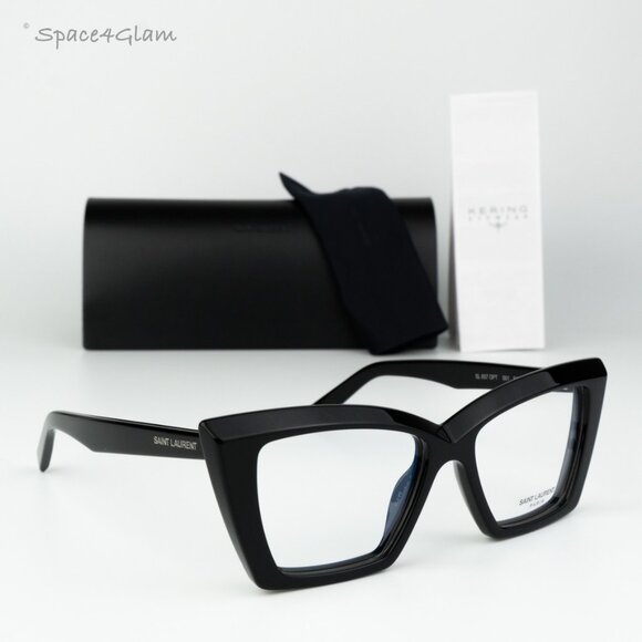 BRAND NEW Saint Laurent Women Eyeglasses Black Demo Cat Eye SL657 OPT 001 - Picture 3 of 9
